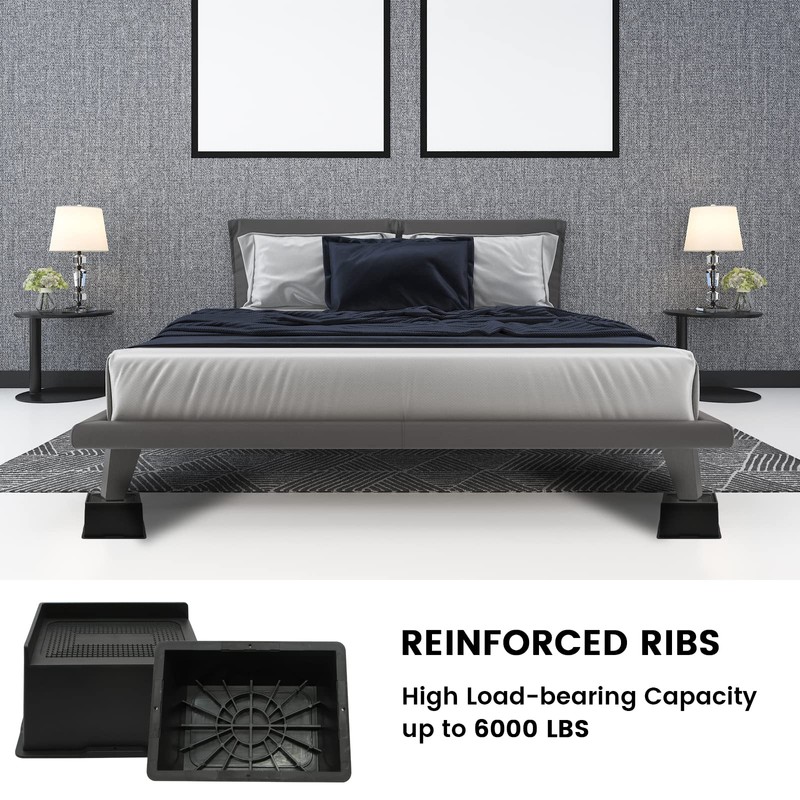 MYMULIKE Bed Risers 4 Inch Heavy Duty, Oversized Furnitures Risers