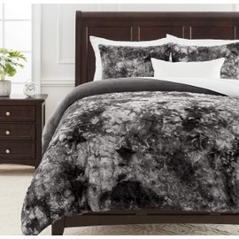 Chanasya Ultra Soft Faux Fur 3-Piece Bedding King Duvet Cover Set - Cozy Fuzzy Faux Fur Comforter Cover - Zipper Closure Reversible Mink (1 Duvet Cover & 2 Pillowcases) Gray - King
