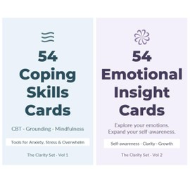 108 Mindfulness Cards for Coping Skills & Mind Brain Emotional Insight Cards - Somatic Therapy for Stress Relief & Anxiety - CBT, Grounding, Self Care Techniques for Teens | Adults | Therapists