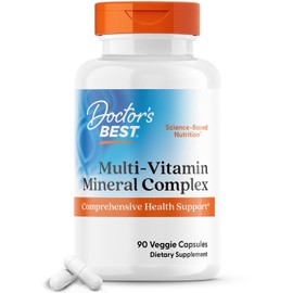 Doctors Best Multi-Vitamin Mineral Complex, Comprehensive Health Support, Non-GMO, Gluten Free, Vegan 90 Veggie Capsules