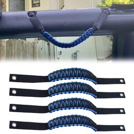 AFEISOL Roll Bar Grab Handles, Paracord Grip Handle Replacement for Bronco 2021 2022 2023 2/4 Door Interior Accessories, Withstand up to 350 Pounds 4 Blue