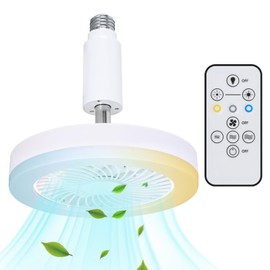 Shared Lighting, Ceiling Fan, Fan Light, Small, E26, 60W Equivalent, GT-FL, Dimmable, Color Tuning, Angle, Air Flow Adjustment, Fan Included, Remote Control, Socket Type, LED Light, 1,100 LM, Ceiling Light, Bathroom, Toilet, Entryway, Closet
