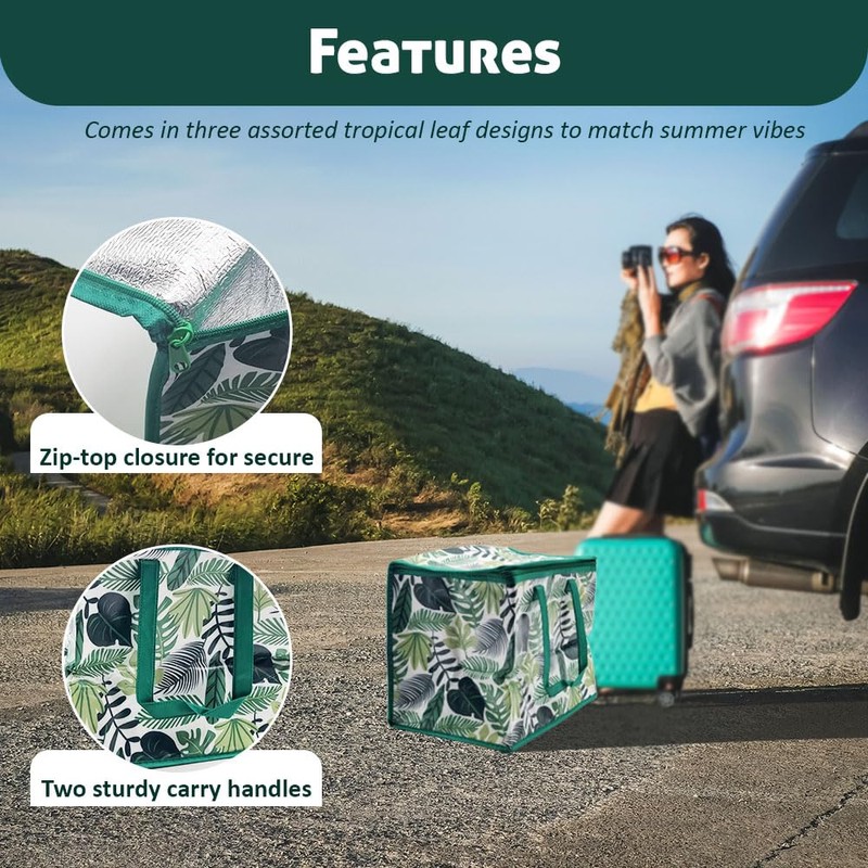 schone Large Leaf Print Food Bag (Green)