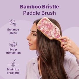 Goody Luxe - cepillo para polvo de paleta rosa, cerdas de bambú, desenredante sin aceite, para todo tipo de cabello, 1 unidad