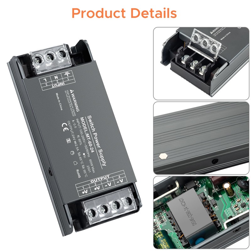 Karyoosi 24V 60W LED Driver, LED Power Supply 2.5A, AC