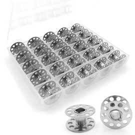 BIDEX 25 Pcs Metal Sewing Machine Bobbins with Storage Box – Class 15 Bobbins Compatible with Singer, Brother, Kenmore, Bernina, Elna, Babylock – Durable Rust-Resistant Thread Spools
