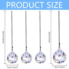 4 Crystal Suncatchers, Crystal Rainbow, Glass Crystal Ball, Decoration Wind Chime, Multi-Colourful Crystal Prism Hanging Ornaments, Garden Crystals for Hanging Decoration, Home Garden Decoration