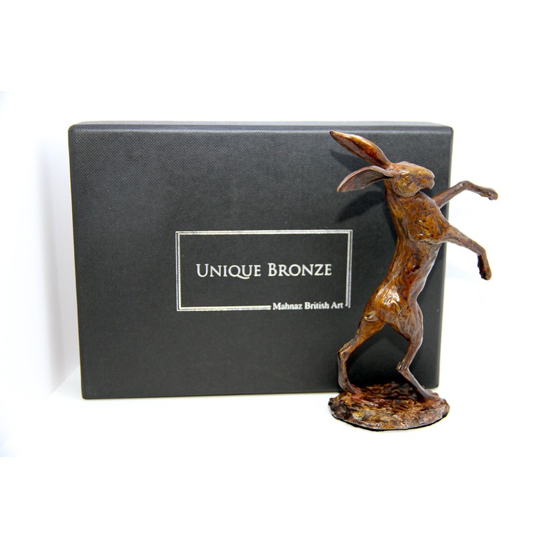 Hot Cast Solid Bronze Single Boxing Hare