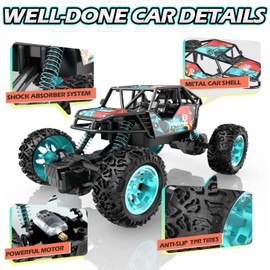 DEERC DE70 Remote Control Truck W/Metal Shell, 60+ Mins, 2.4G Remote Control Car, 1:22 RC Cars Crawler for Boys, RC Monster Trucks, Toy Vehicle Car Gift for Kids Adults Girls