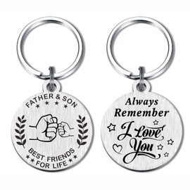 FALOGI Dad Gifts from Son, Daddy Birthday Gifts, Remember I Love You Dad Keychain