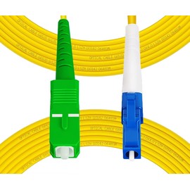 Fibergaga-10m(33ft) OS2 LC/UPC to SC/APC Fiber Patch Cable, Single Mode, Simplex, Length Option: 0.5M(1.6ft)-50m(164ft) 9/125µm 2.0mm Diameter Fiber Optic Cable, OS1/OS2 Compatible