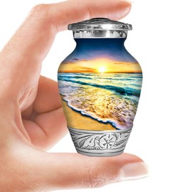 Waves on The Beach Keepsake Urn for Adult Human Ashes | Handcrafted Funeral Memorial | Seascape Funeral Decorative Cremation urn for Women and Men