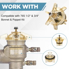 Nuogo 2 Pack Bonnet and Poppet Repair Kit Compatible with 765 1/2"-3/4" Backflow Preventer and Vacuum Breaker 765 CBV & DBV Replacement Part# 905-211
