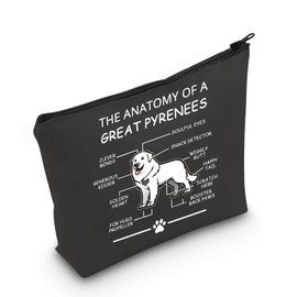 LEVLO Funny Great Pyrenees Lovers Gifts The Anatomy of A Great Pyrenees Cosmetic Bags Pyrenean Mountain Dog Veterinary Mom Travel Toiletry Bags (Great Pyrenees-black)