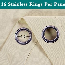 LORDTEX Waterproof Indoor/Outdoor Curtains for Patio - Thermal Insulated, Sun Blocking Blackout Curtains for Bedroom, Porch, Living Room, Pergola, Cabana, 105 x 95 inch, Cream, Set of 2 Panels