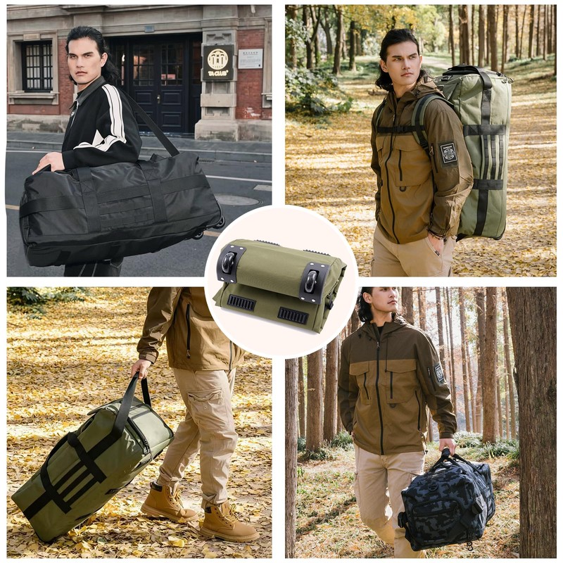 Duffle Bag Travel Luggage with Wheels: Large Rolling Backpack Foldable