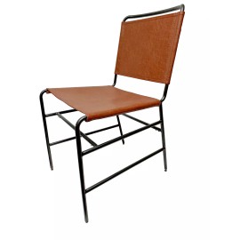 Threshold Ward Sling Dining Chair Caramel Faux Brown Leather Black Metal Frame - Threshold