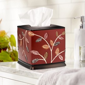 Popular Bath Aubury Tissue Box, Burgundy