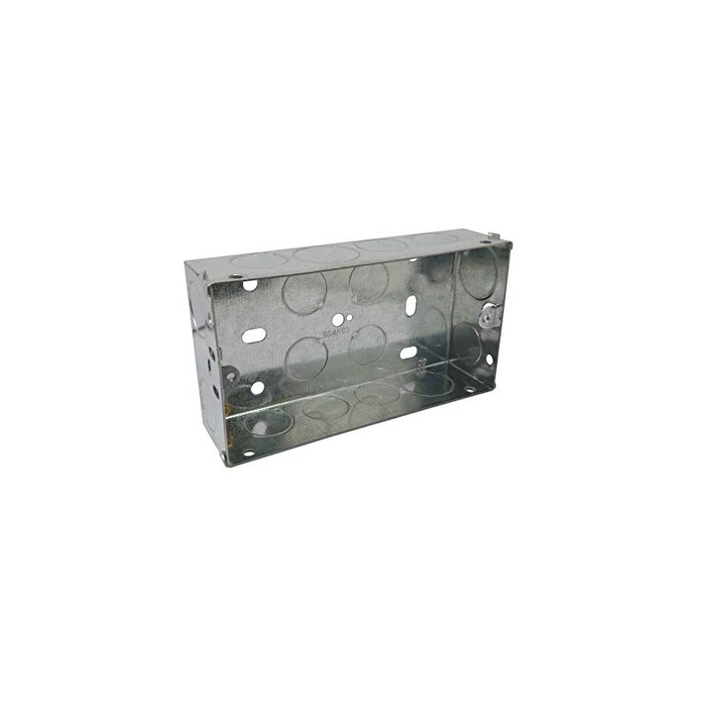 Double 2 Gang Galvanised Metal Back Box 35mm Deep Flush