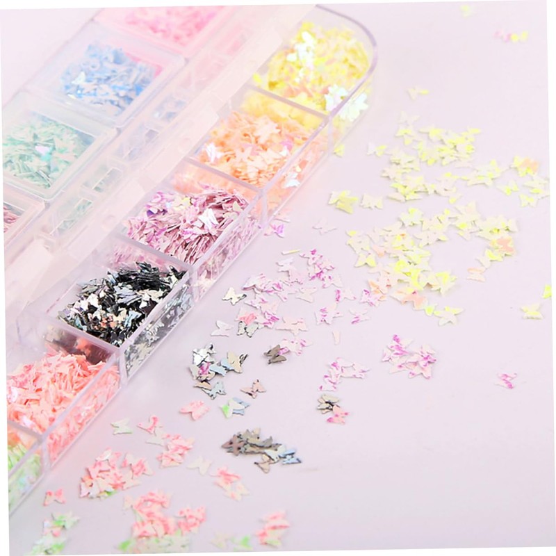 Baluue 2 Pack Nail Glitter Set DIY Manicure Decor Nail