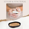 Premium Black Soap Dish Padang with Bamboo Tray - Stylish