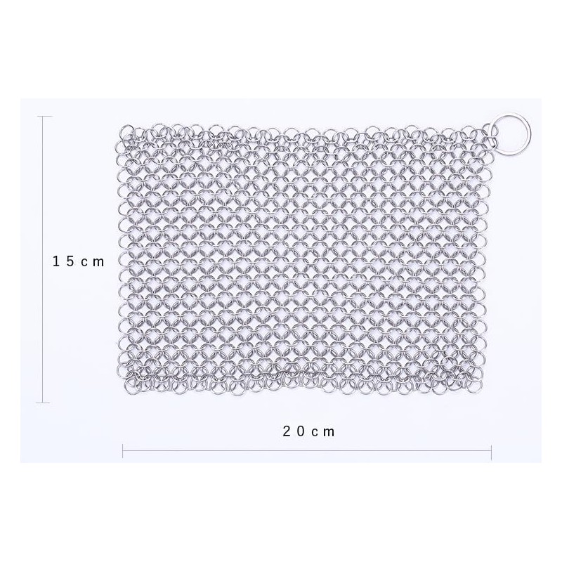 316 Stainless Steel Chainmail Scrubber for Cast Iron Pans, Skillets,