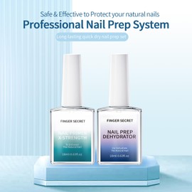 Finger Secret X-Strength Nail Dehydrator and Primer - 18ml Professional Prep for Acrylic Kits & UV Gels, Mild Created Enhance Adhesion, Anti-Lifting Nail Primer Solution