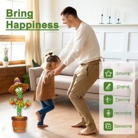MIAODAM Talking Cactus Baby Toy, Dancing Cactus Repeats What You say for Kids with 60 English Songs Dancing Toy for Baby Gift Toddle Kid Girls Boys