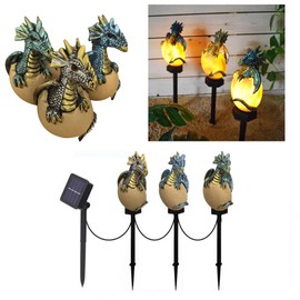 YZYOE 3 Pack Solar Energy Dragons Pet Light, Garden Decoration Resin Cute Animal Ground Lamp,Wireless Dusk to Dawn LED Sconce Lights Waterproof.