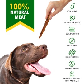 Dog Smoked Rawhide Sticks Wrapped Chicken & Pet Natural Chew Treats - Grain Free Meat & Healthy Human Grade Dried Snacks in Bulk - Best Twists for Training Small & Large Dogs - Made for USA