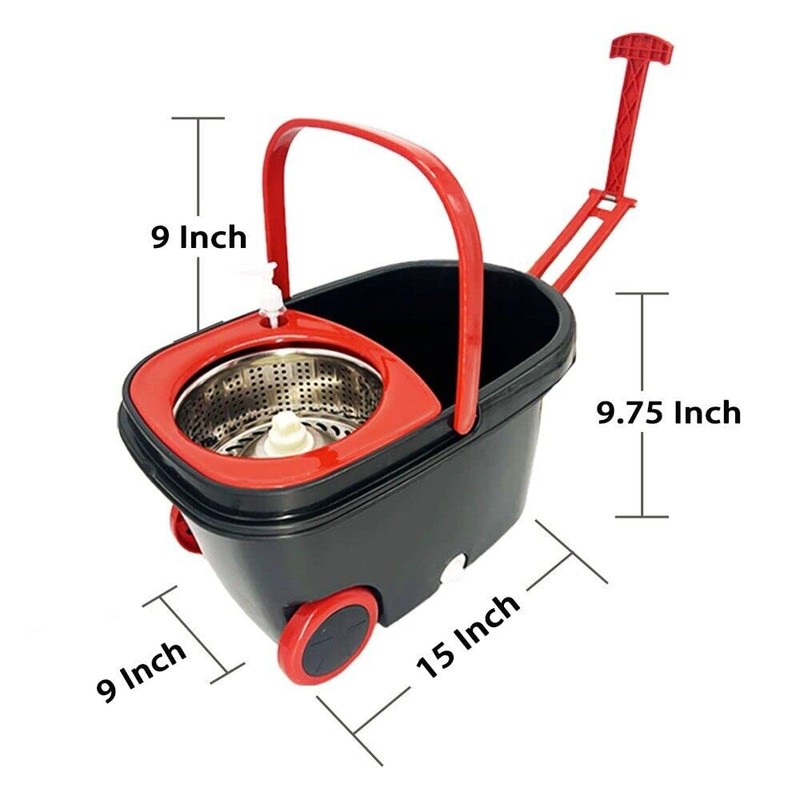 Easy Spin Dry Floor Mop Stainless Steel Bucket with Wheels