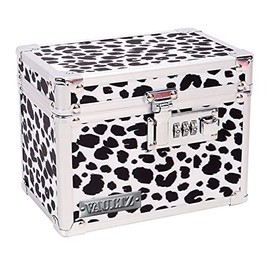 Caja de bloqueo de medicina con cerradura de combinación, 5 x 7 x 5 caja fuerte para gabinetes, leopardo blanco y negro