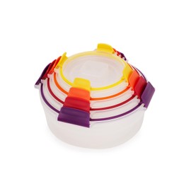 Joseph Joseph Nest Lock 8-piece Plastic BPA Free Round Food Storage Container Set with Lockable Airtight Leakproof Lids - Multicolor