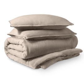 Bare Home Washed Duvet Cover - Oversized Queen - Premium 1800 Ultra-Soft Brushed Microfiber - Hypoallergenic, Easy Care, Stain Resistant (Oversized Queen, Sand-washed Pebble Beach)