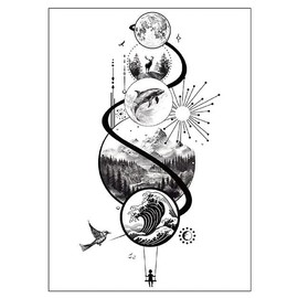 2 Sheets Temporary Ship Anchor Tattoo Lighthouse Tattoo Whale Tattoo Dolphin Tattoo Wave Tattoo T144 145