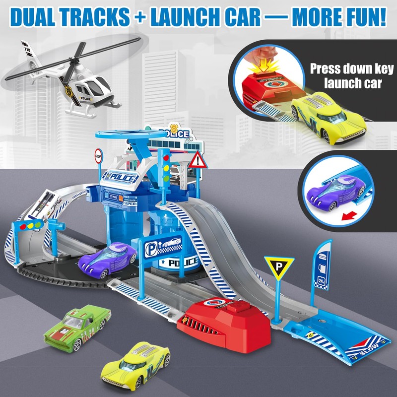 Fistone Kids Parking & Car Wash Playset – with Car