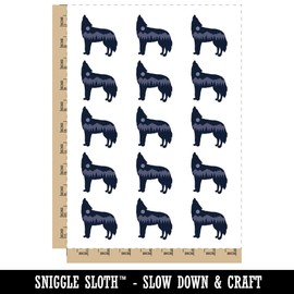 Mountain Scene Wolf Silhouette Temporary Tattoo Water Resistant Fake Body Art Set Collection - 15 2" Tattoos (1 Sheet)