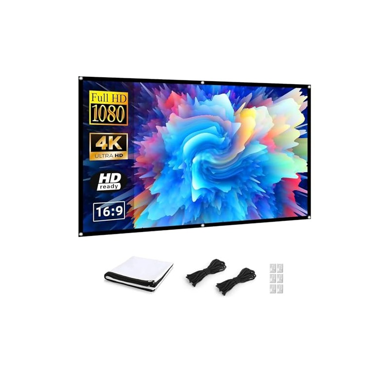 100-Inch Projector Screen with Rope Perfect for Immersive Viewing