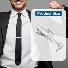 PATIKIL Tie Clip for Men, Rhinestones Necktie Bar Pinch Clips with Gift Box for Regular Ties Wedding Business Valentine's Day Father's Day Anniversary, Silver Tone(White)