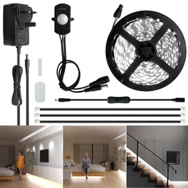 Sensky 19.7ft Motion Activated LED Strip Light Kit Dimmable for Under Cabinet, Under Bed, Pantry, Kitchen, Stairway, Closet Lighting (6M,Cool White,Upgraded Version)