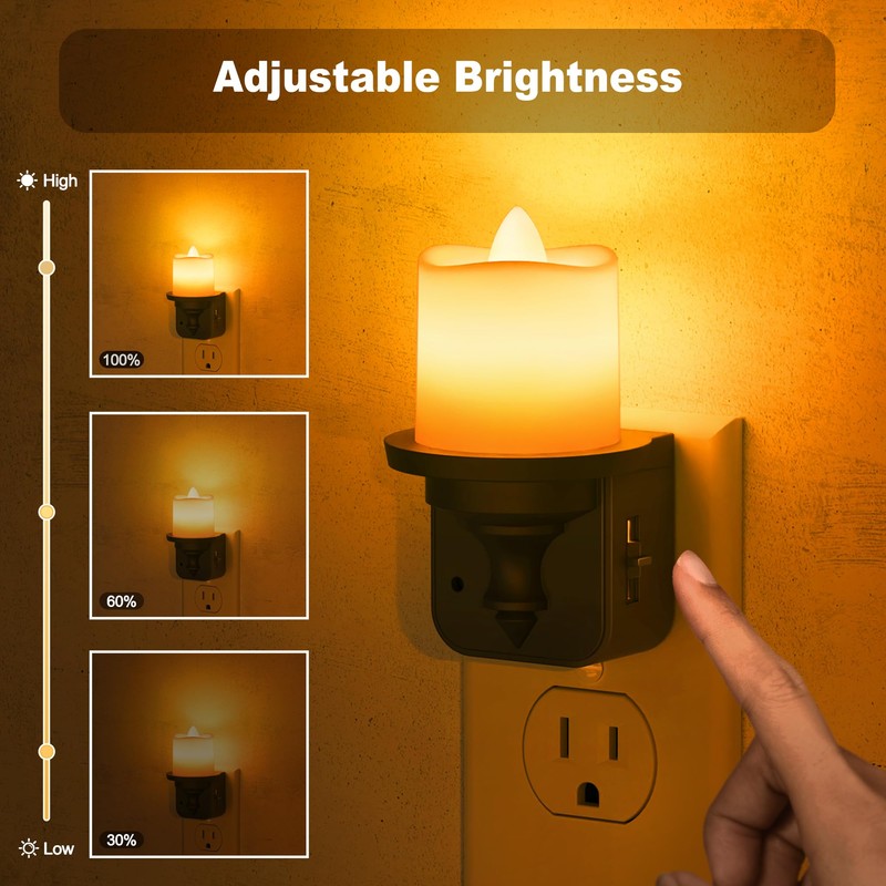 JandCase Flameless Candle Night Light, 2 Pack Night Lights Plug