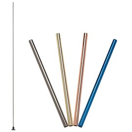 Lurch 240990 Stainless Steel Straws, Straight, 18 cm Length, Set of 4 with Cleaning Brush