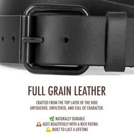 Mens Belt Genuine Leather Belt for Jeans and Dress, Big, Tall and Wide Leather Belt Black and Brown (Black 2, Medium (32"-36"))