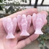 Fekuar Natural Rose Quartz Healing Crystal Prayer Guardian Angel Statue,
