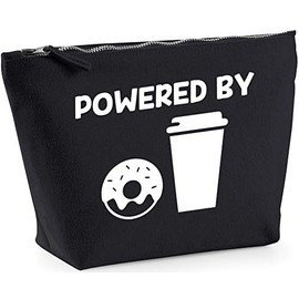 Hippowarehouse Powered by donuts and coffee printed make up cosmetic wash bag 18x19x9cm