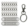 50pcs Gun Black Swivel Snap Hooks with Split Key Rings