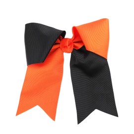 Two Tone Jumbo Bow Clip with Tails (Orange & Black)