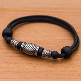 HANA LIMA ® Leather bracelet stainless steel beads surfer bracelet men women bracelet men's bracelet women's bracelet, Leather Wood Stainless Steel, without stone