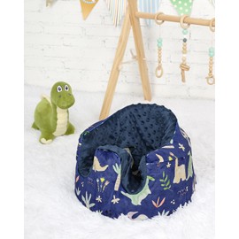 Baby Seat Cover Compatible with Bumbo Floor Seat, Removable Soft and Breathable Baby Seat Slipcover for Baby Girl Boy, Cover Only (Blue Dinosaur)