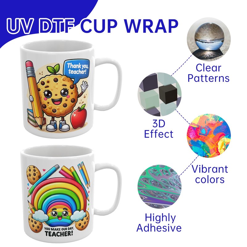 CHNVICK 12 PCS Teacher Appreciation UV DTF Stickers for Mugs